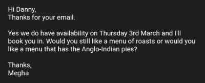 would you like a menu that has the Anglo-Indian pies?